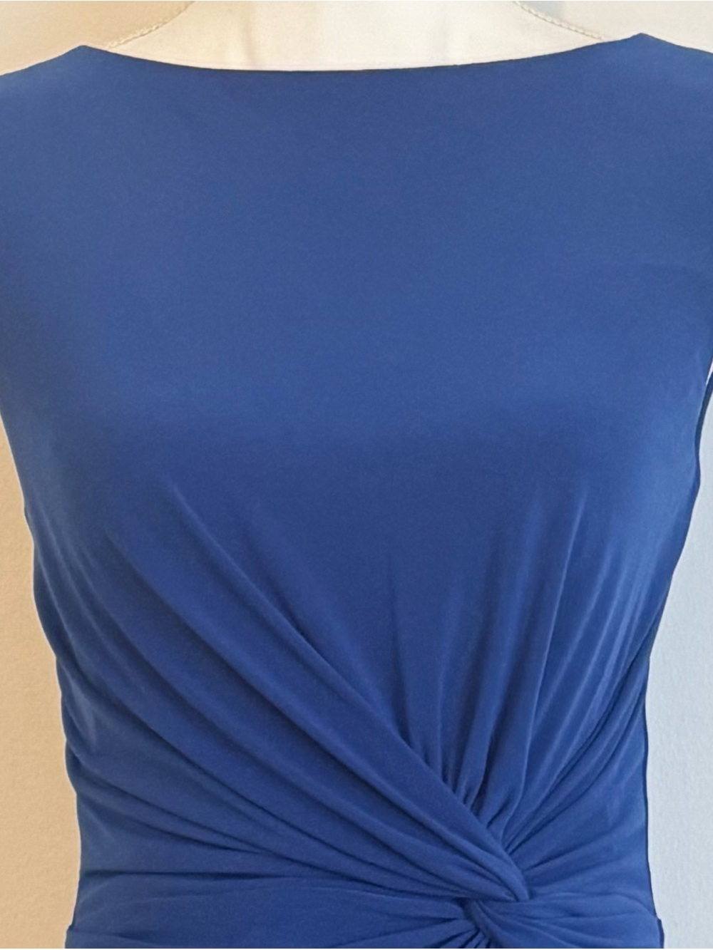 Lauren Ralph Lauren Blue Ruched Twist Sheath Dress Size 8 Midi Career Cocktail - Picture 6 of 8